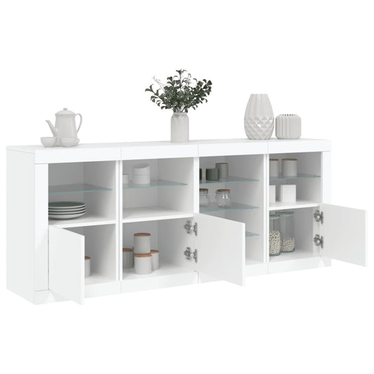 Credenza con Luci LED Bianca 164x37x67 cm