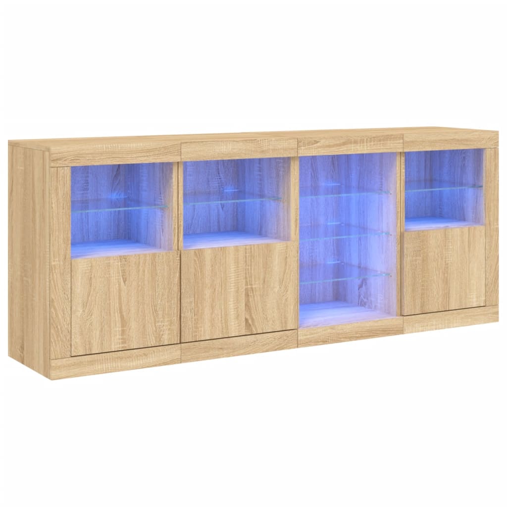 Credenza con Luci LED Rovere Sonoma 164x37x67 cm - homemem39
