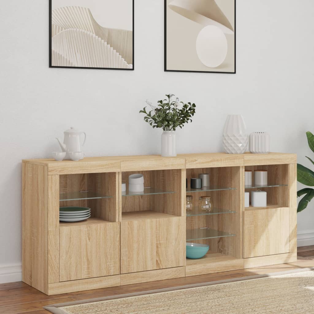 Credenza con Luci LED Rovere Sonoma 164x37x67 cm - homemem39