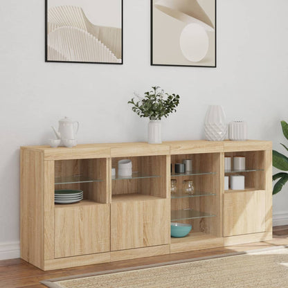 Credenza con Luci LED Rovere Sonoma 164x37x67 cm - homemem39
