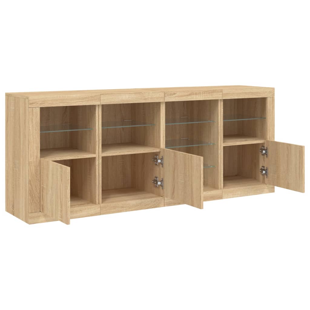 Credenza con Luci LED Rovere Sonoma 164x37x67 cm - homemem39