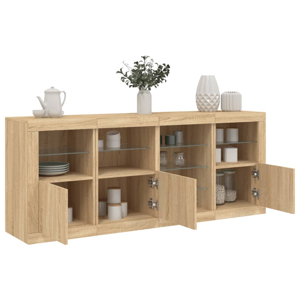 Credenza con Luci LED Rovere Sonoma 164x37x67 cm - homemem39
