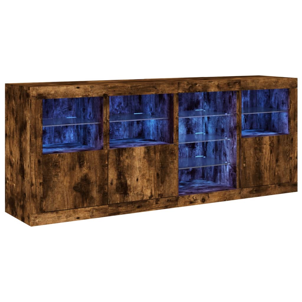 Credenza con Luci LED Rovere Fumo 164x37x67 cm | homemem39