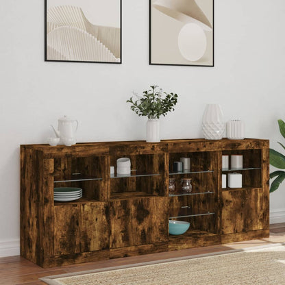 Credenza con Luci LED Rovere Fumo 164x37x67 cm | homemem39
