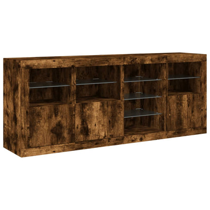 Credenza con Luci LED Rovere Fumo 164x37x67 cm | homemem39