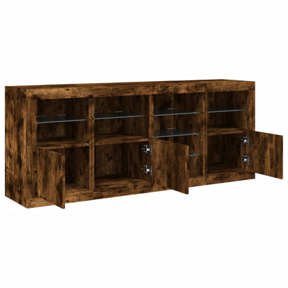 Credenza con Luci LED Rovere Fumo 164x37x67 cm | homemem39
