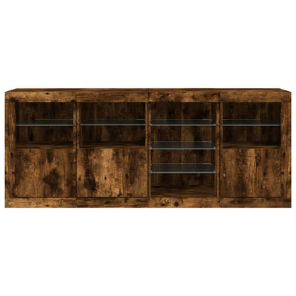 Credenza con Luci LED Rovere Fumo 164x37x67 cm | homemem39