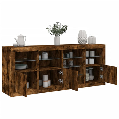 Credenza con Luci LED Rovere Fumo 164x37x67 cm | homemem39