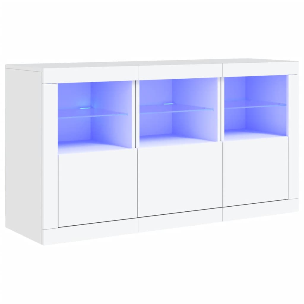 Credenza con Luci LED Bianca 123x37x67 cm - homemem39