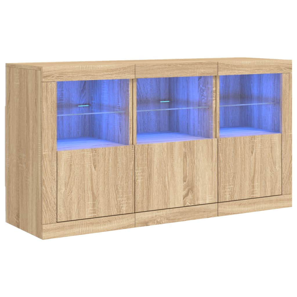 Credenza con Luci LED Rovere Sonoma 123x37x67 cm - homemem39