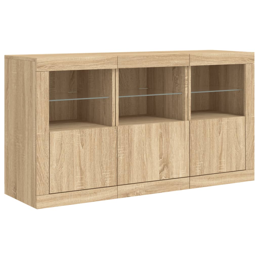Credenza con Luci LED Rovere Sonoma 123x37x67 cm - homemem39