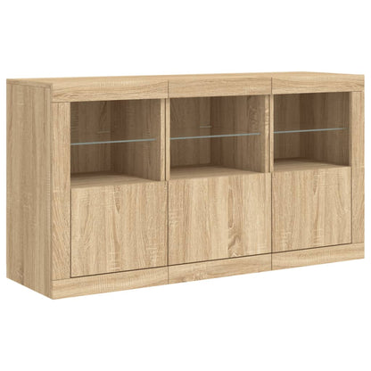 Credenza con Luci LED Rovere Sonoma 123x37x67 cm - homemem39
