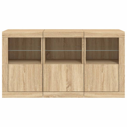 Credenza con Luci LED Rovere Sonoma 123x37x67 cm - homemem39