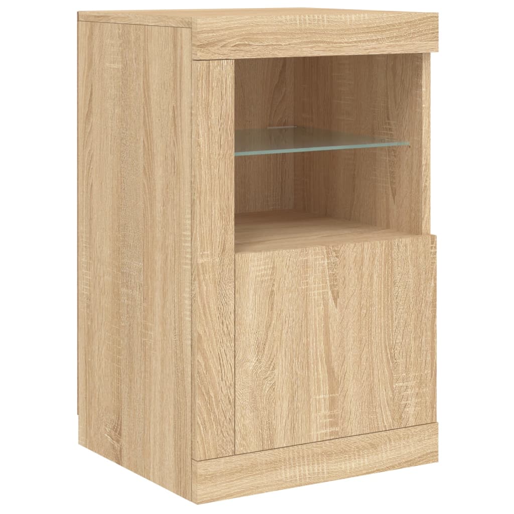 Credenza con Luci LED Rovere Sonoma 123x37x67 cm - homemem39