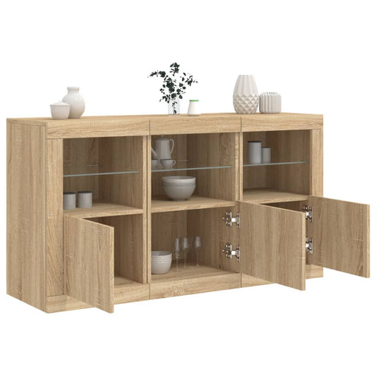 Credenza con Luci LED Rovere Sonoma 123x37x67 cm - homemem39
