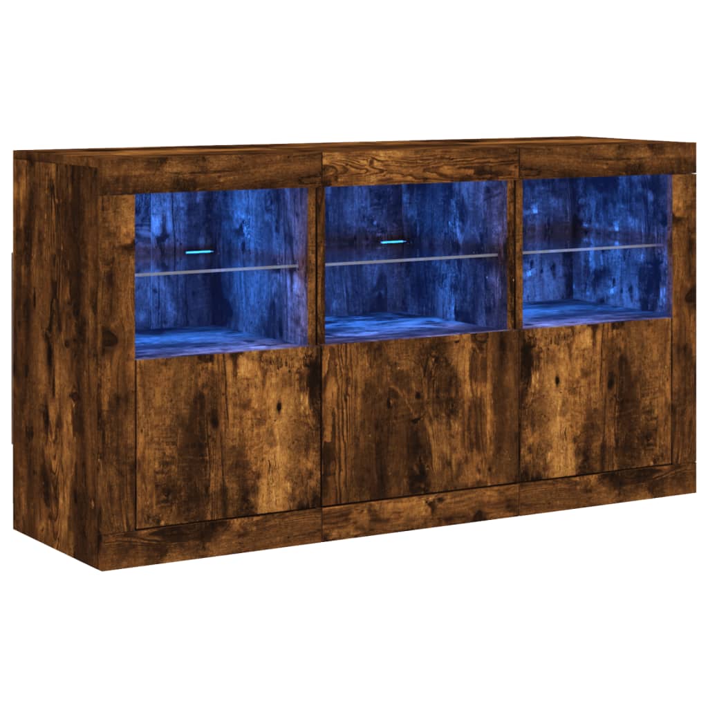 Credenza con Luci LED Rovere Fumo 123x37x67 cm | homemem39