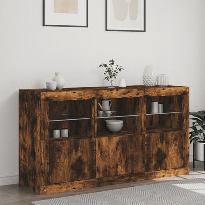 Credenza con Luci LED Rovere Fumo 123x37x67 cm | homemem39