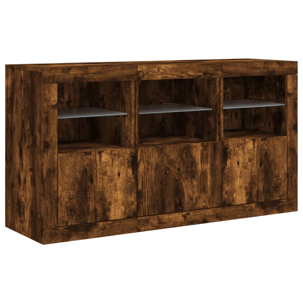 Credenza con Luci LED Rovere Fumo 123x37x67 cm | homemem39