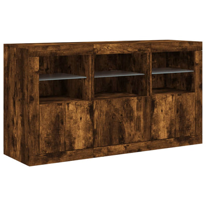 Credenza con Luci LED Rovere Fumo 123x37x67 cm | homemem39