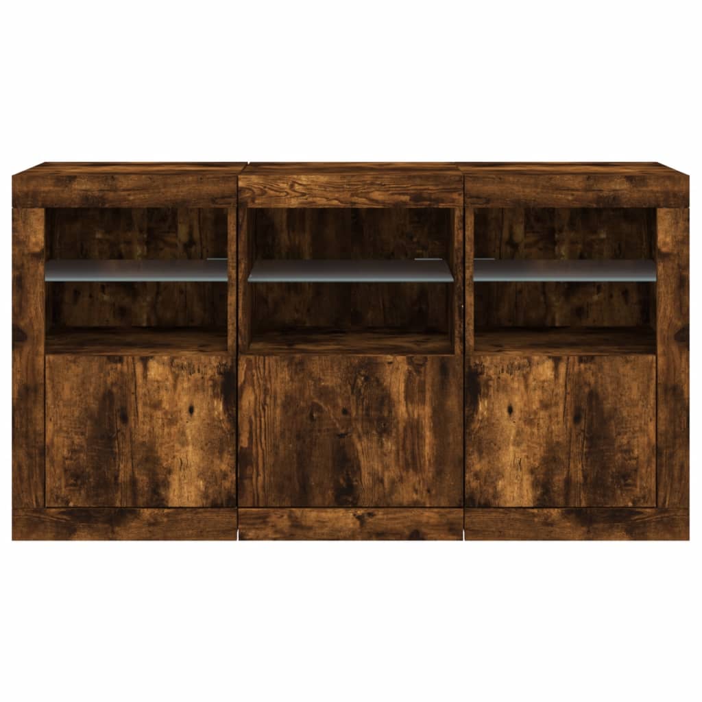 Credenza con Luci LED Rovere Fumo 123x37x67 cm | homemem39