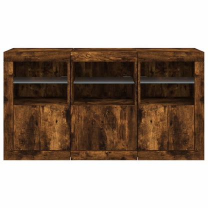 Credenza con Luci LED Rovere Fumo 123x37x67 cm | homemem39