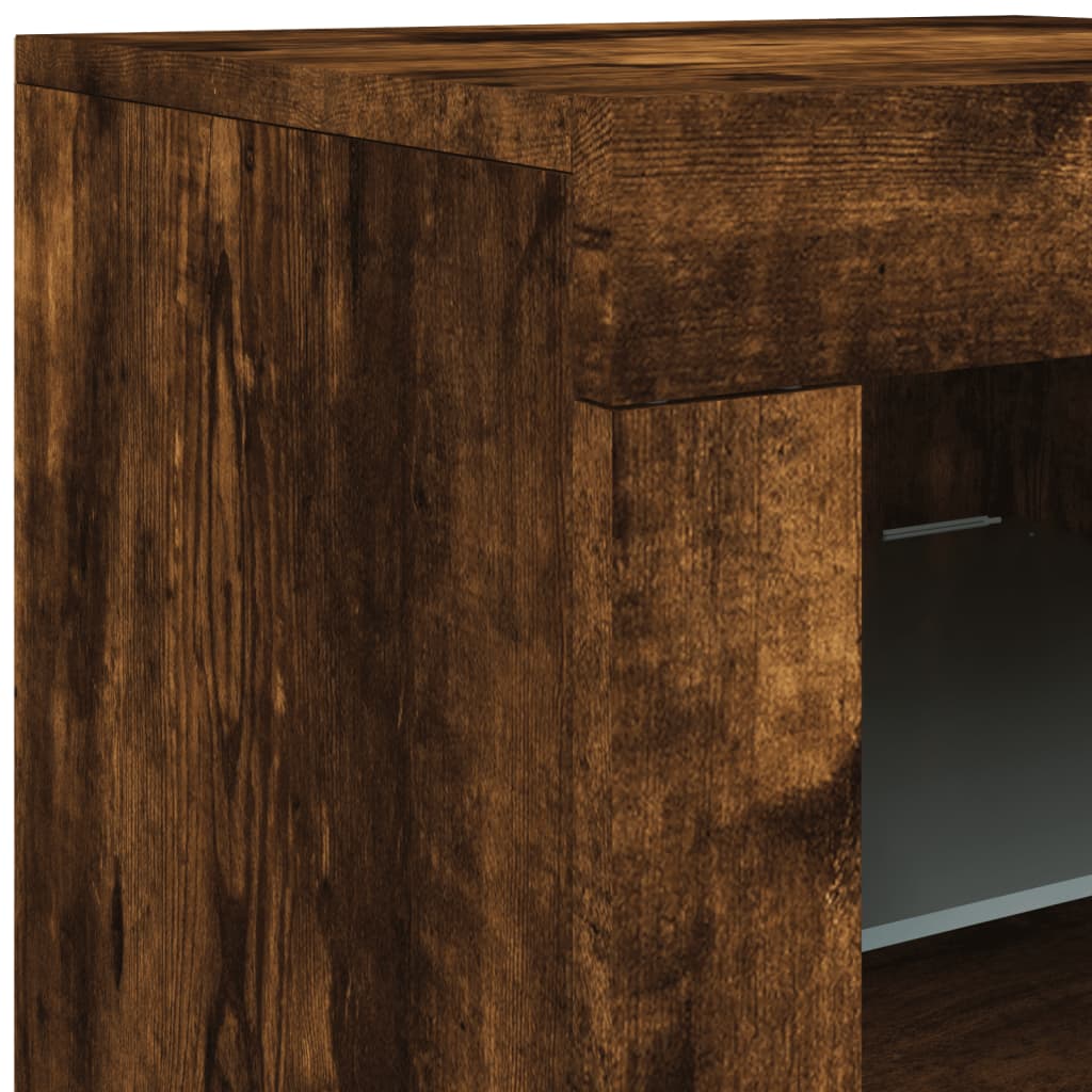 Credenza con Luci LED Rovere Fumo 123x37x67 cm | homemem39