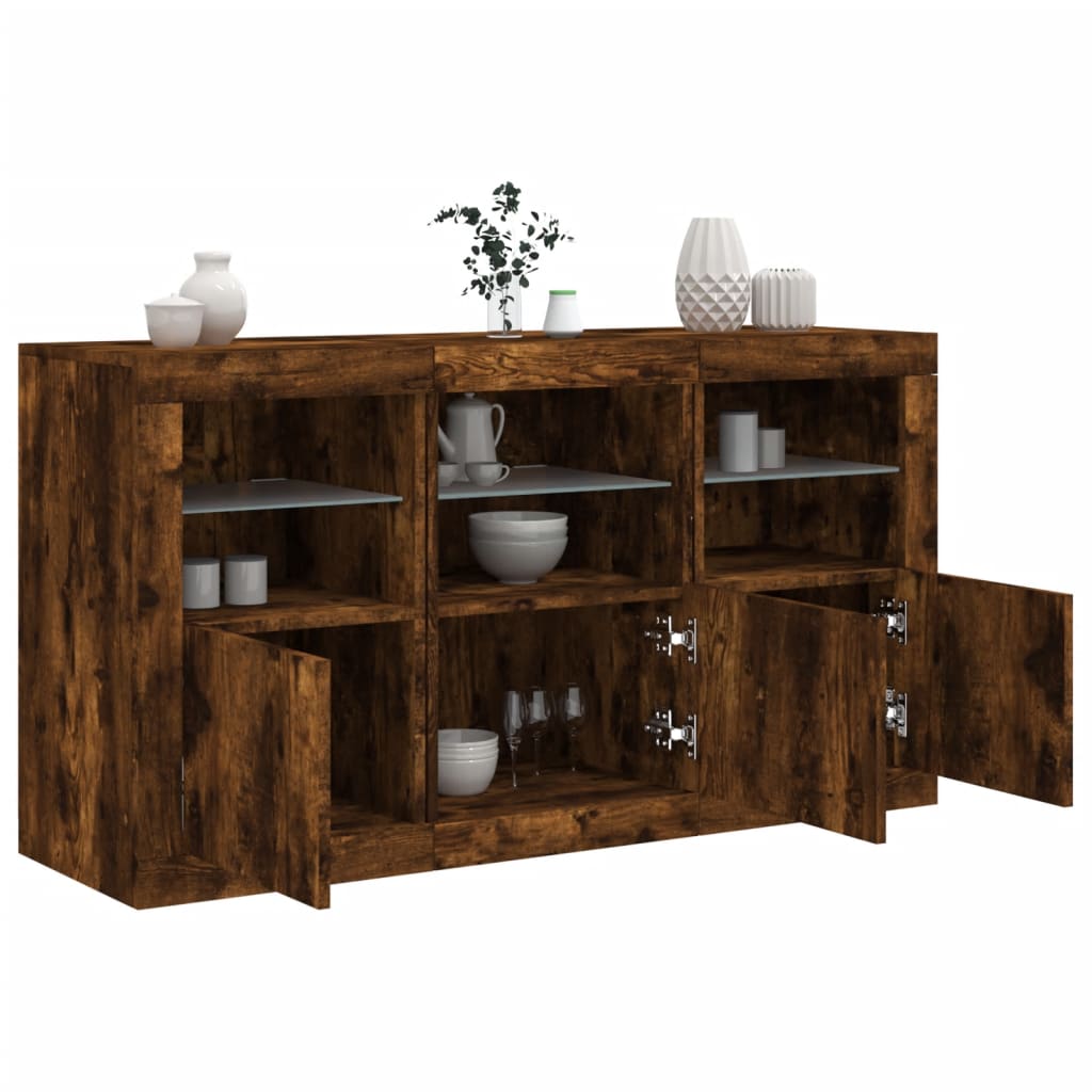 Credenza con Luci LED Rovere Fumo 123x37x67 cm | homemem39