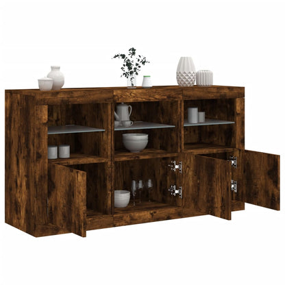 Credenza con Luci LED Rovere Fumo 123x37x67 cm | homemem39