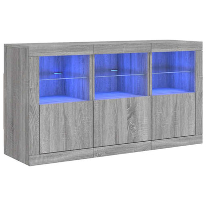 Credenza con Luci LED Grigio Sonoma 123x37x67 cm - homemem39