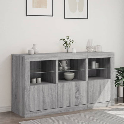 Credenza con Luci LED Grigio Sonoma 123x37x67 cm - homemem39