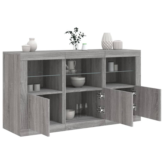 Credenza con Luci LED Grigio Sonoma 123x37x67 cm - homemem39