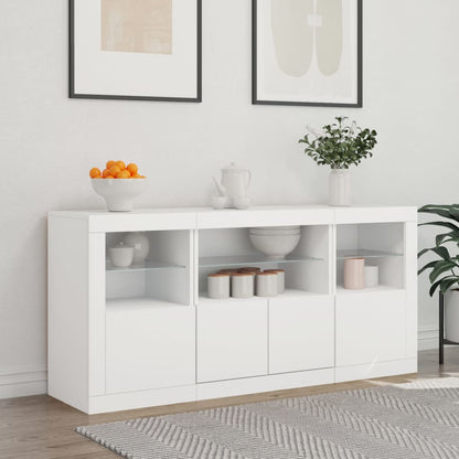 Credenza con Luci LED Bianca 142,5x37x67 cm - homemem39