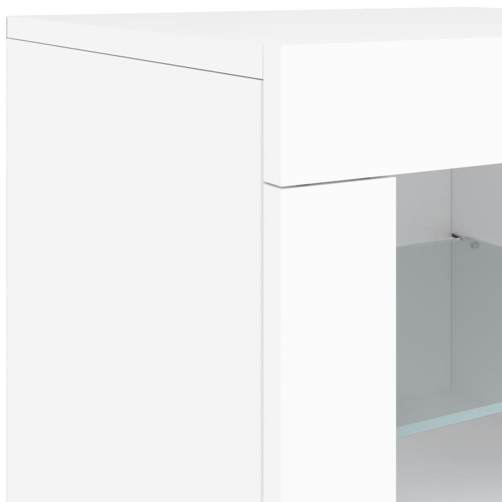 Credenza con Luci LED Bianca 142,5x37x67 cm - homemem39
