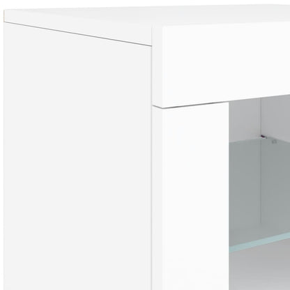 Credenza con Luci LED Bianca 142,5x37x67 cm - homemem39
