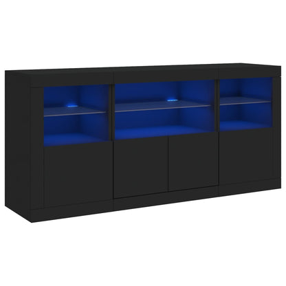 Credenza con Luci LED Nera 142,5x37x67 cm