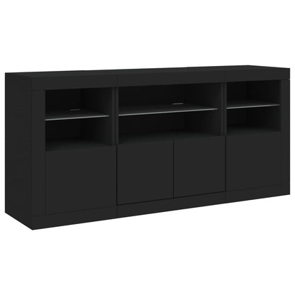 Credenza con Luci LED Nera 142,5x37x67 cm