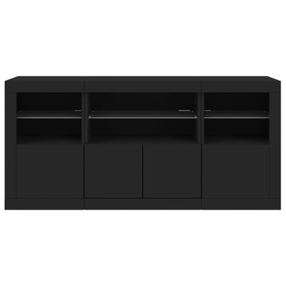 Credenza con Luci LED Nera 142,5x37x67 cm