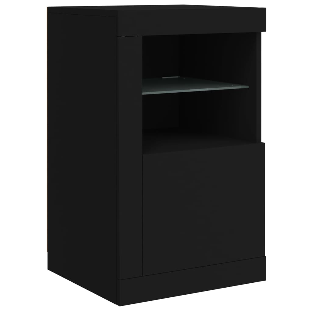 Credenza con Luci LED Nera 142,5x37x67 cm