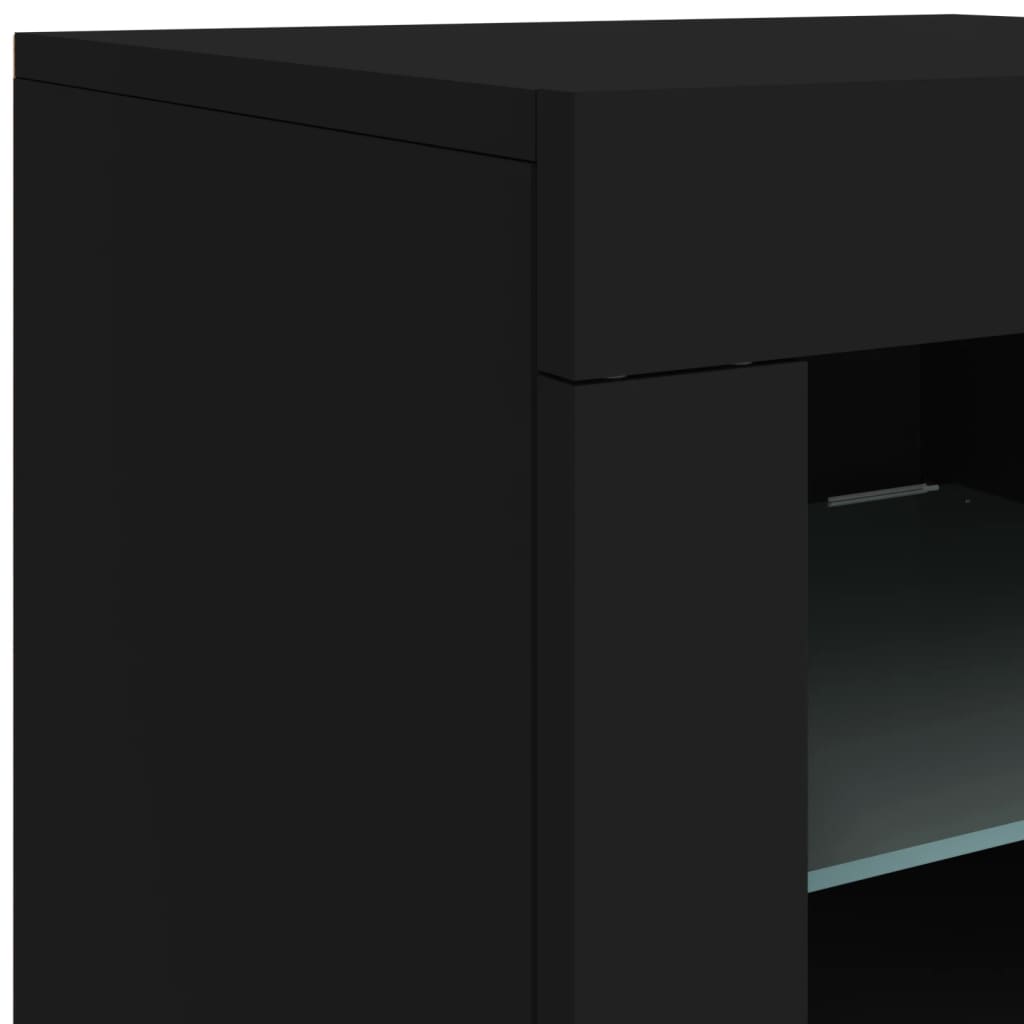 Credenza con Luci LED Nera 142,5x37x67 cm