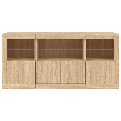 Credenza con Luci LED Rovere Sonoma 142,5x37x67 cm - homemem39