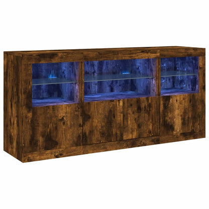 Credenza con Luci LED Rovere Fumo 142,5x37x67 cm | homemem39