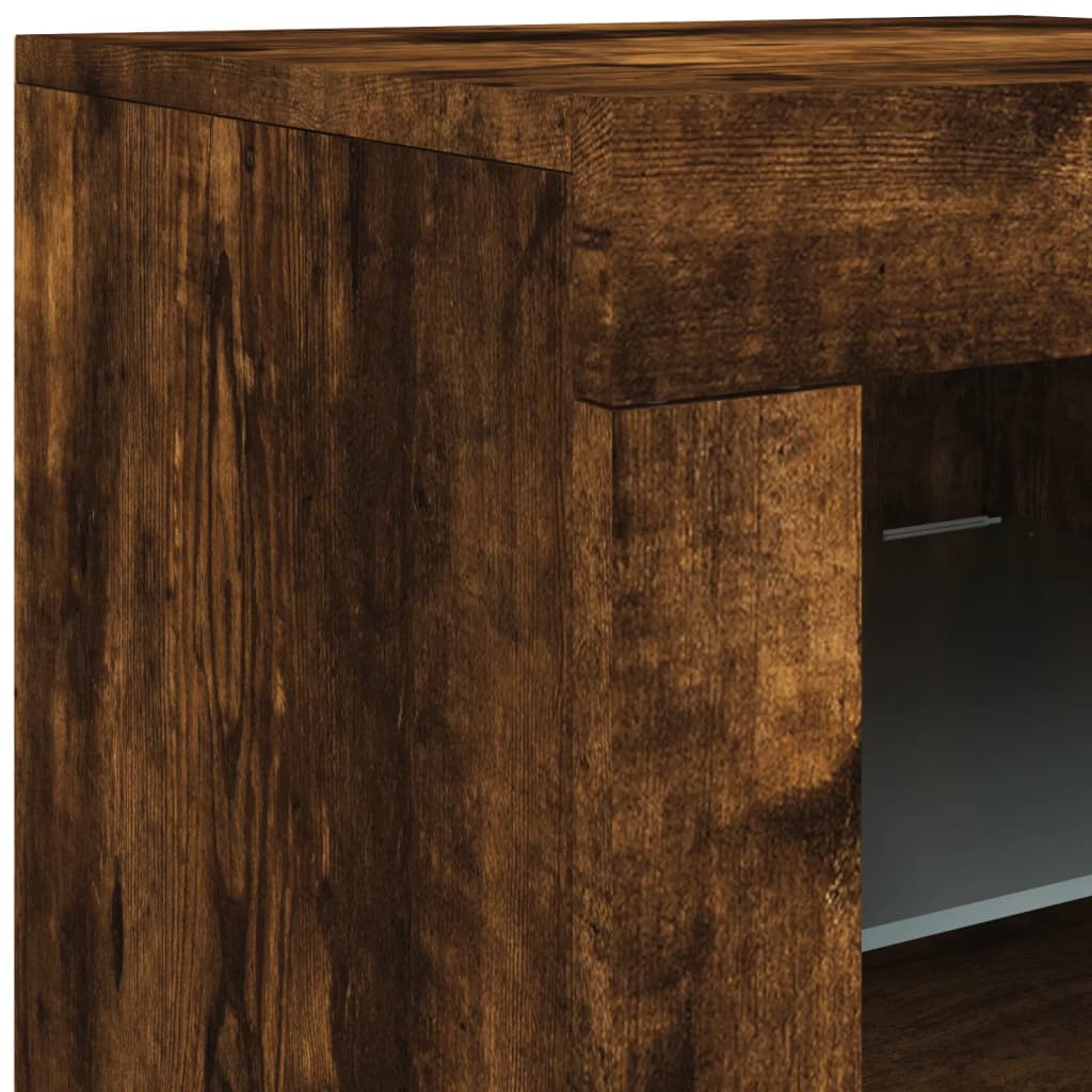 Credenza con Luci LED Rovere Fumo 142,5x37x67 cm | homemem39