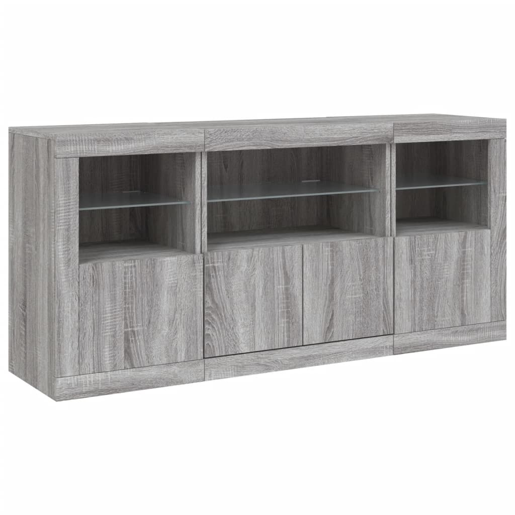 Credenza con Luci LED Grigio Sonoma 142,5x37x67 cm - homemem39