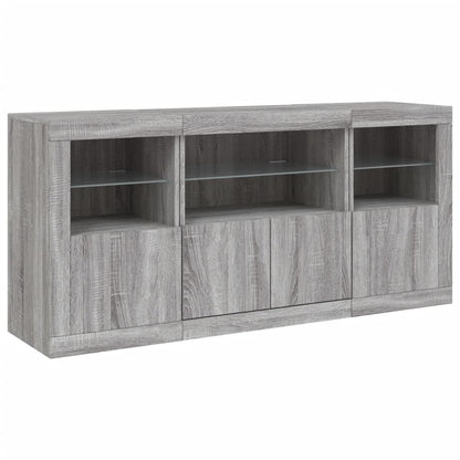 Credenza con Luci LED Grigio Sonoma 142,5x37x67 cm - homemem39