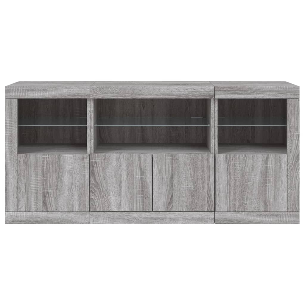 Credenza con Luci LED Grigio Sonoma 142,5x37x67 cm - homemem39