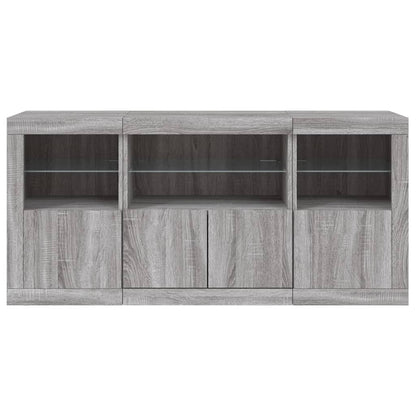 Credenza con Luci LED Grigio Sonoma 142,5x37x67 cm - homemem39