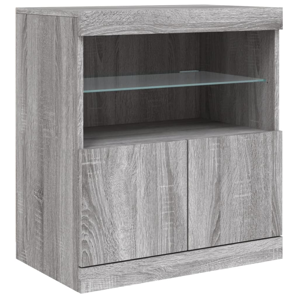 Credenza con Luci LED Grigio Sonoma 142,5x37x67 cm - homemem39