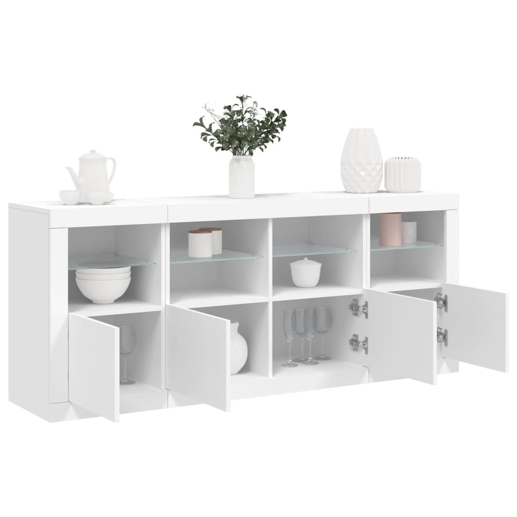 Credenza con Luci LED Bianca 163x37x67 cm - homemem39
