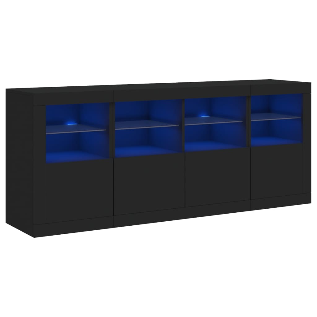 Sideboard mit LED-Leuchten Schwarz 163x37x67 cm