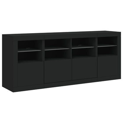 Sideboard mit LED-Leuchten Schwarz 163x37x67 cm